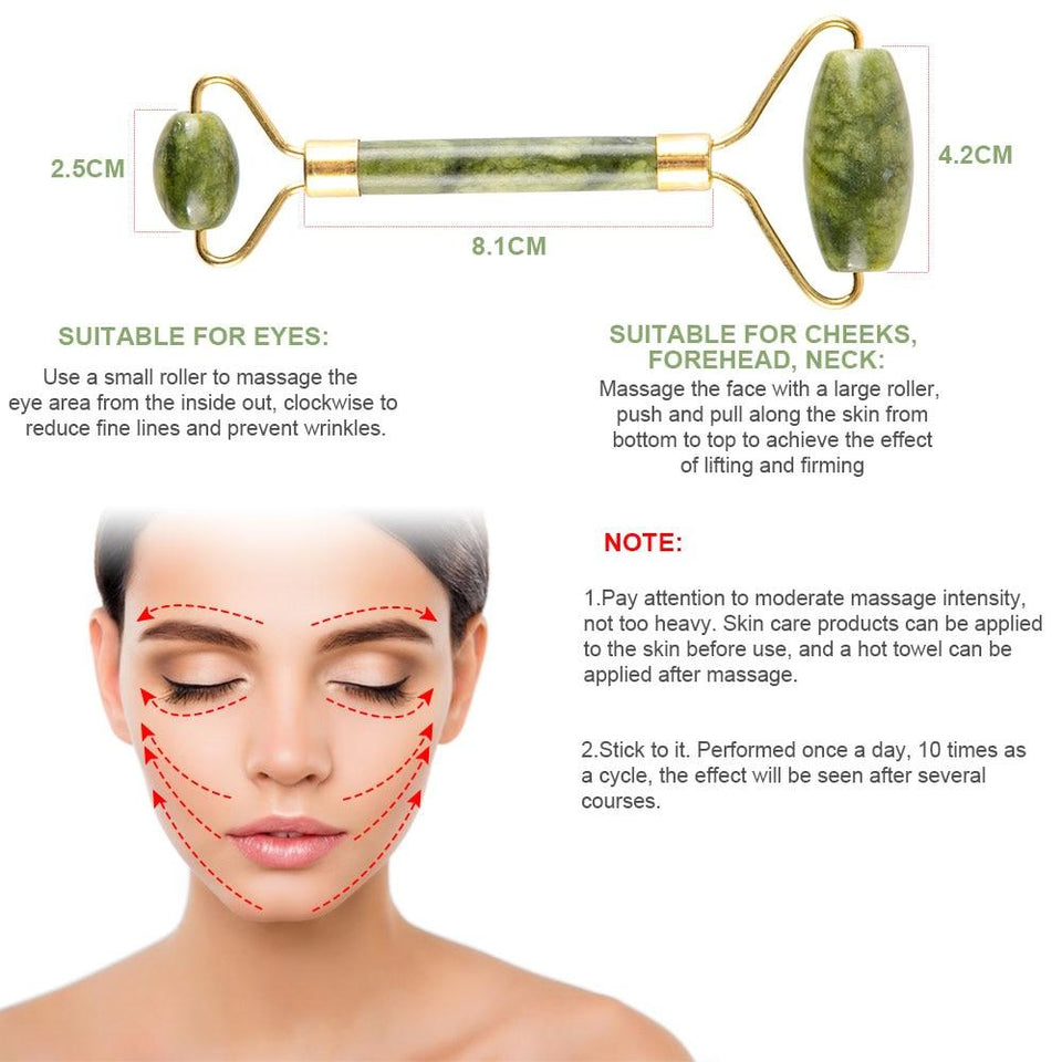 Massager For Face Jade Roller Facial Skin Care Tools Natural  Gouache Scraper Body Back Beauty Slimming Massagers Roller Set