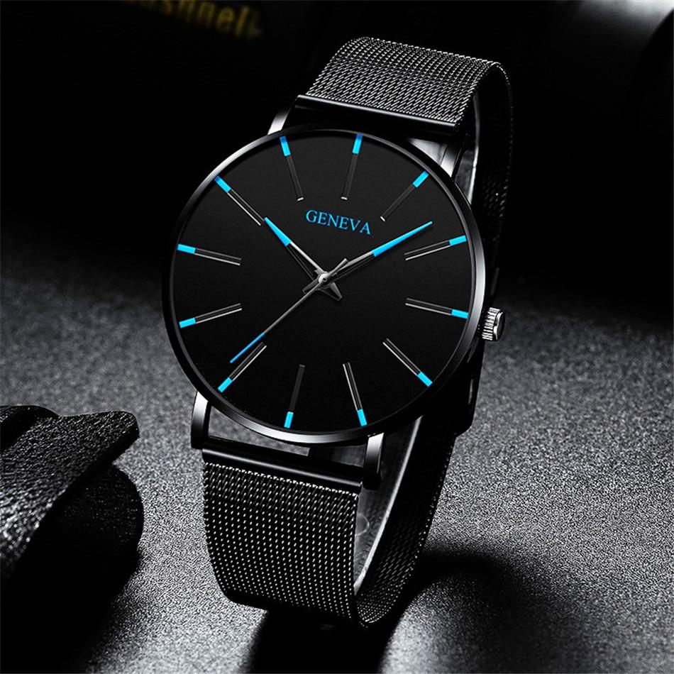 2020 Minimalist Men's Fashion Ultra Thin Watches Simple Men Business Stainless Steel Mesh Belt Quartz Watch Relogio Masculino