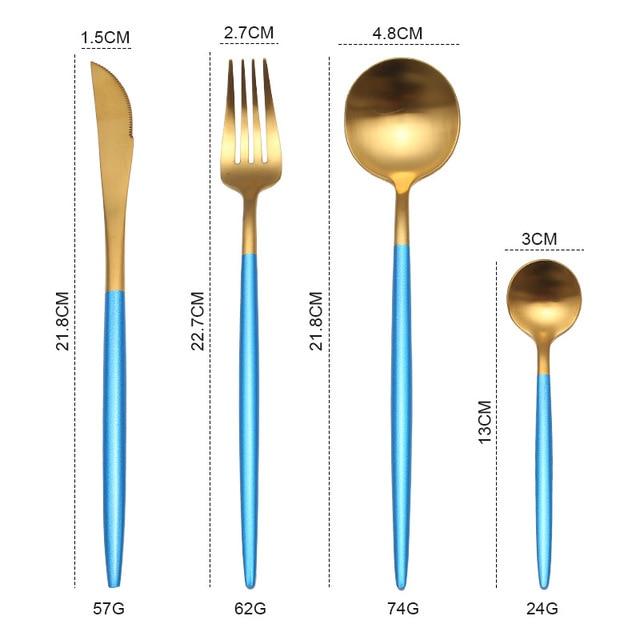 Gold Cutlery Set Forks Knives Spoons 18/10 Stainless Steel Dinner Dinnerware Set Fork Spoon Knife Chopsticks Set Dropshipping