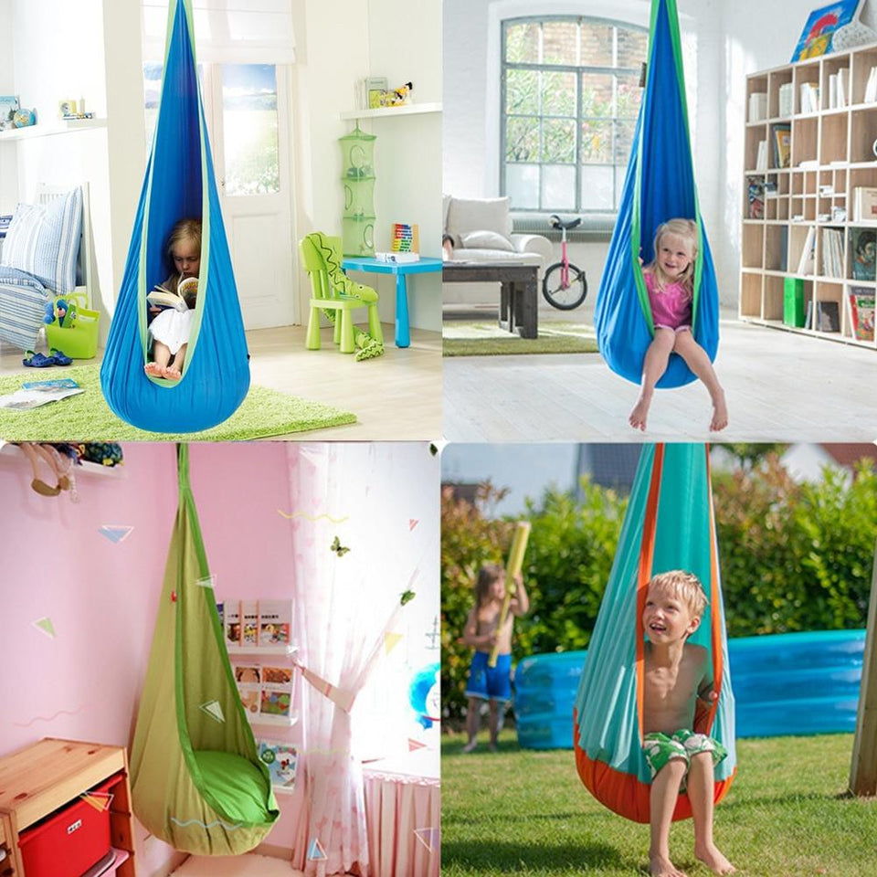 Swing Pod Children Roof Air Cushion Hammock Chair Courtyard Zipper Hanging Seat Home Space Saving Comfortable Indoor Tree