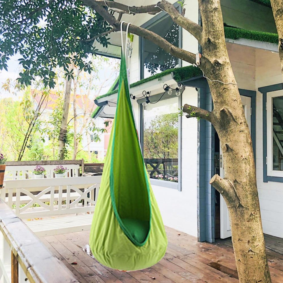 Swing Pod Children Roof Air Cushion Hammock Chair Courtyard Zipper Hanging Seat Home Space Saving Comfortable Indoor Tree