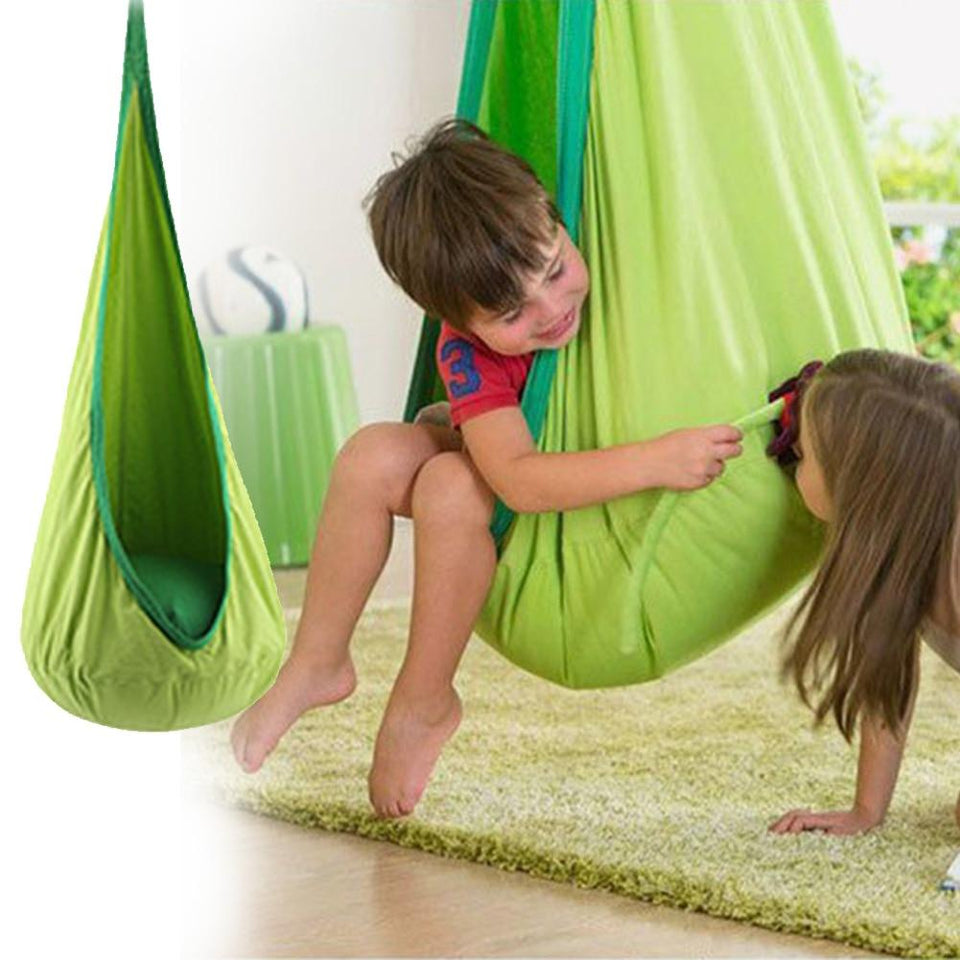 Swing Pod Children Roof Air Cushion Hammock Chair Courtyard Zipper Hanging Seat Home Space Saving Comfortable Indoor Tree